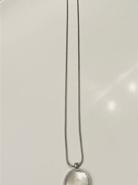 Brighton Reversible Silver-Tone Pendant Necklace with Hammered Disc